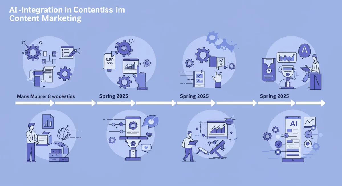 Timeline illustrating AI integration milestones in content marketing