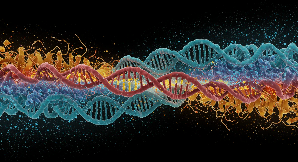 AI algorithms processing vast genomic data for drug development.