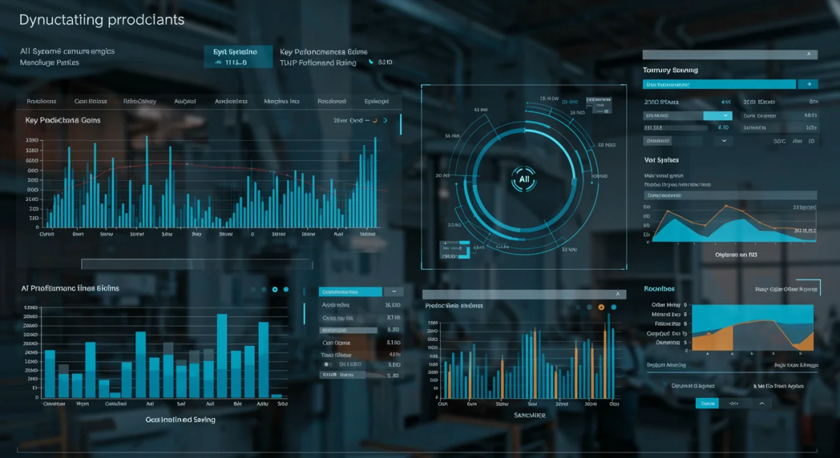 AI-powered manufacturing dashboard showing real-time data and cost savings.