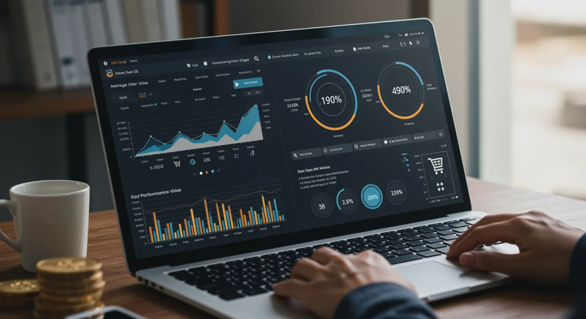 AI data dashboard showing retail performance metrics