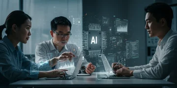 AI-Powered Software Development 2025: Reduce Cycles by 30% Futuristic software development with AI reducing cycle times