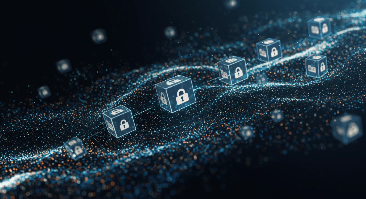 Blockchain ledger representing secure virtual land ownership