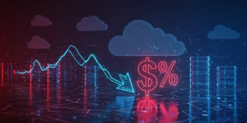 Graphic depicting 15% cloud cost reduction for US businesses with optimized cloud-native apps