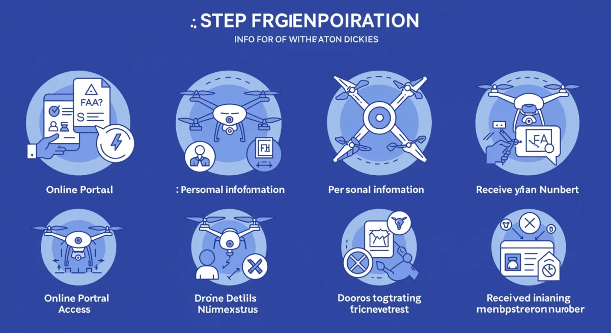 Infographic showing FAA drone registration steps for recreational pilots.