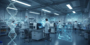 Future of Biotech: 3 US Companies Leading Gene Editing by 2025 Scientists in futuristic lab working with gene editing technology