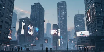 Metaverse Economy: 4 US Virtual Real Estate Investment Opportunities 2025 Futuristic metaverse cityscape with virtual real estate investments