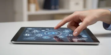 Modern tablet showing maintenance icons, symbolizing device care and longevity.