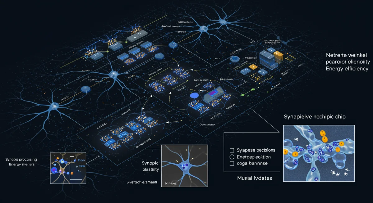 Diagram of a neuromorphic chip architecture with spiking neurons