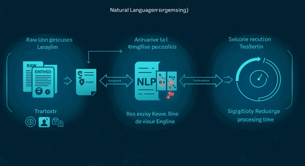 Natural Language Processing engine analyzing legal texts, highlighting key information and speeding up document review.