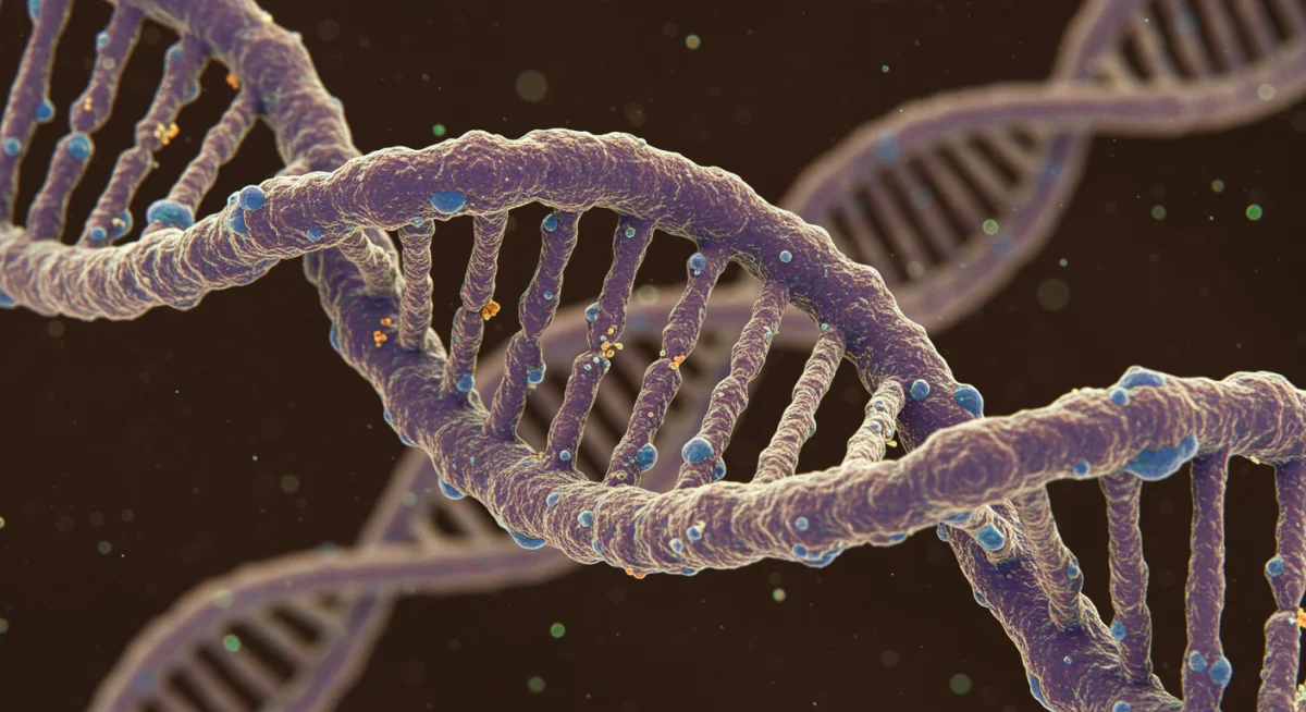 Microscopic view of plant DNA, representing genetic engineering in synthetic biology for agriculture.