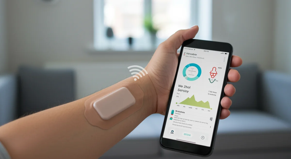 Sleek wearable sensor patch monitoring health data wirelessly