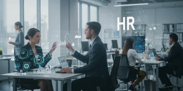 AI-powered HR dashboard showing automated tasks and data analytics for U.S. companies