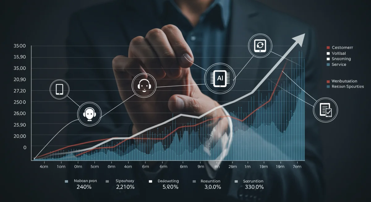 Data visualization of AI impact on customer service metrics