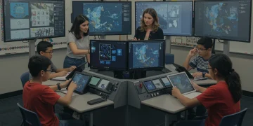 Diverse students learning with AI in a U.S. classroom