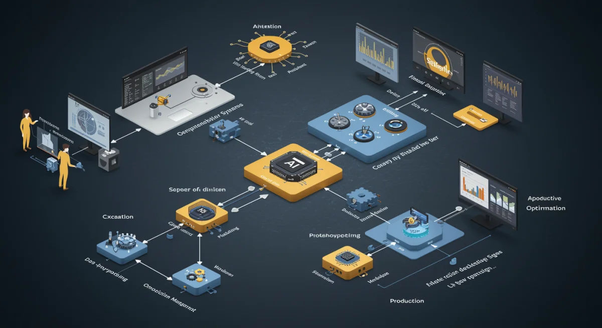 AI optimizing various stages of product lifecycle management, from design to production.
