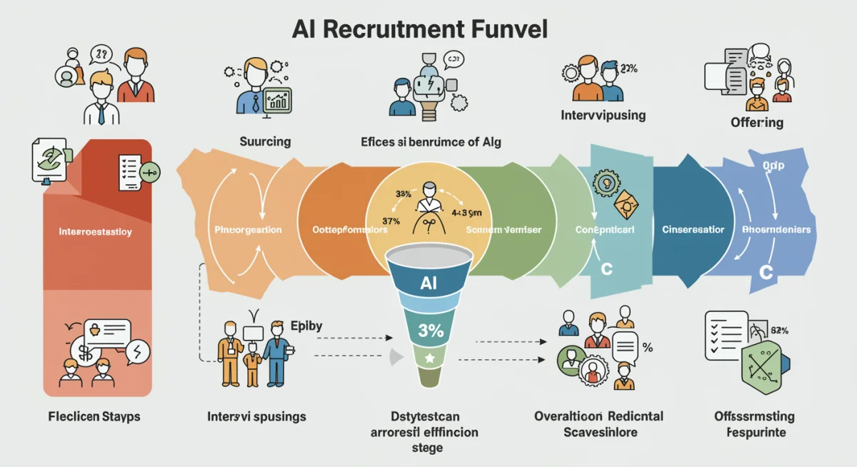 Recruitment funnel optimized by AI showing time savings
