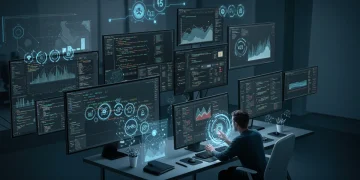 AI-driven software development environment with holographic interfaces