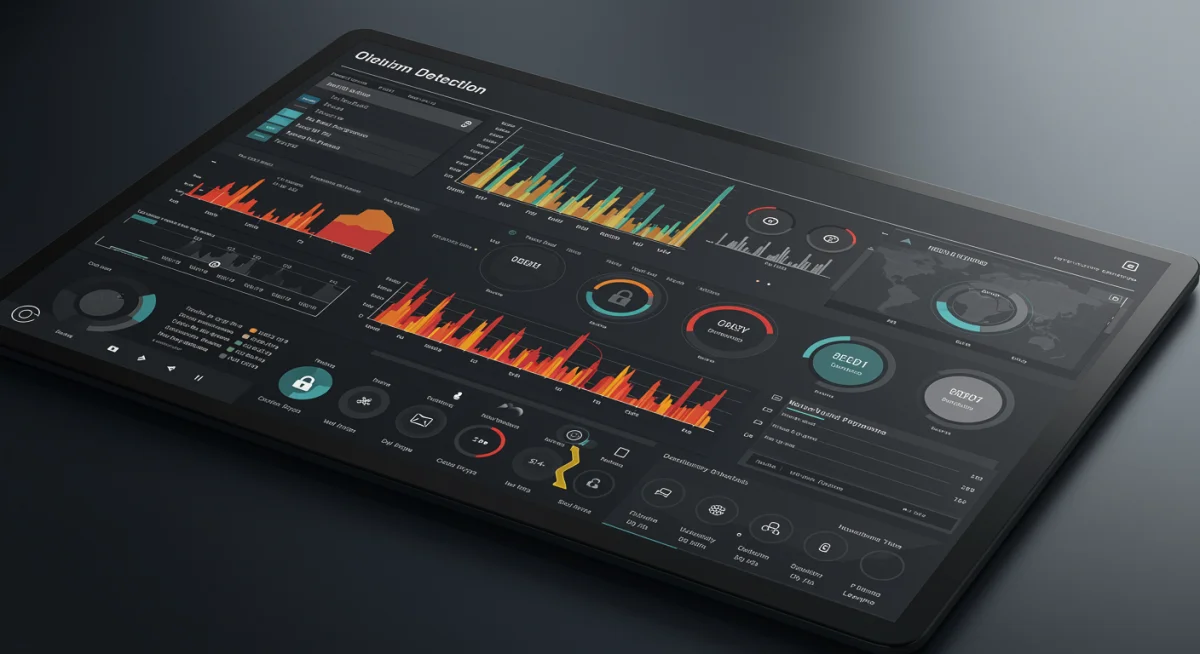 Cybersecurity dashboard showing real-time threat detection and incident response