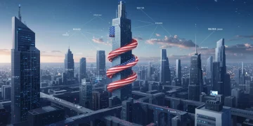 Subscription Software US Market 2026: Deep Dive & Analysis Futuristic digital city with data lines, representing the 2026 US subscription software market