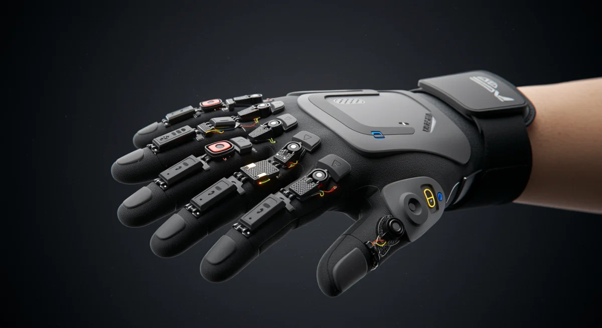 Close-up of a haptic feedback glove for immersive VR experiences