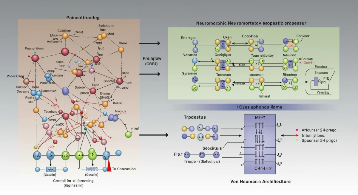 Detailed diagram of a neuromorphic processor architecture with interconnected neurons.