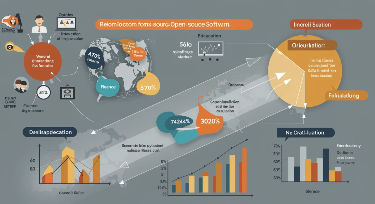 Infographic showing sector-specific benefits of open-source software adoption