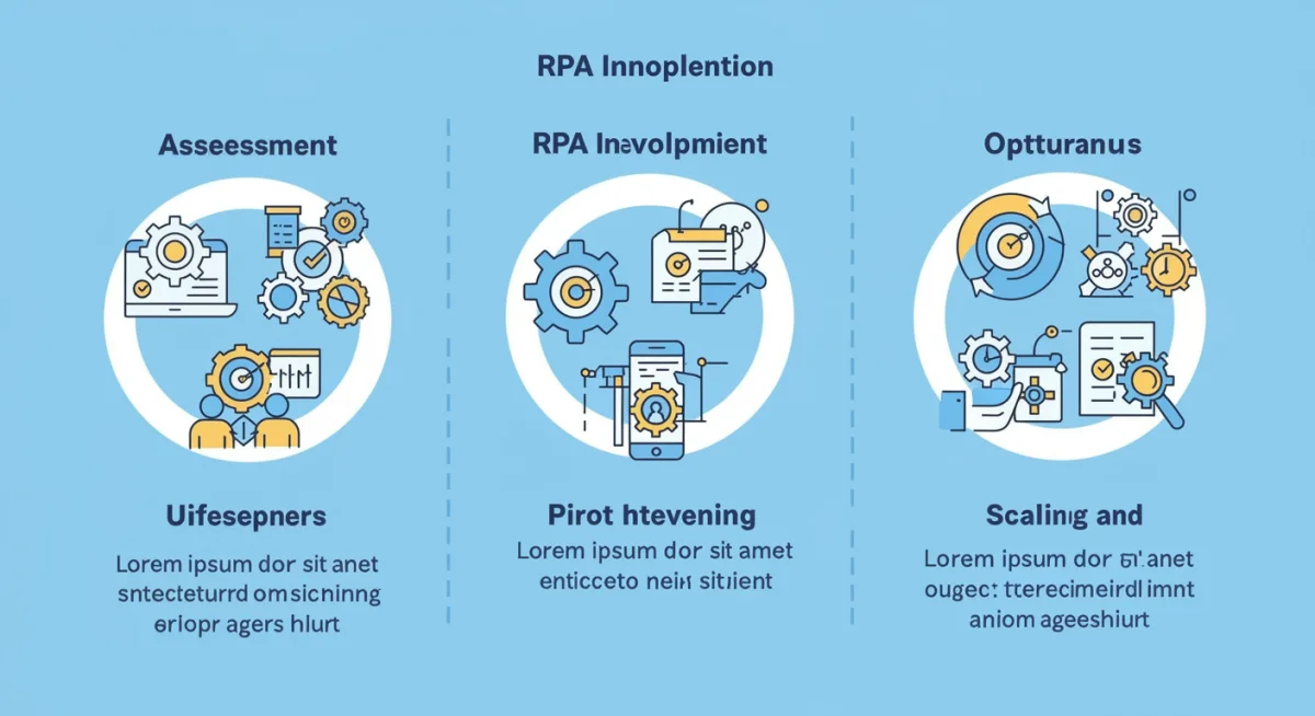 Infographic showing three phases of RPA implementation plan
