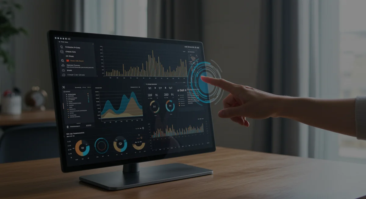 User interacting with smart display via advanced gesture control