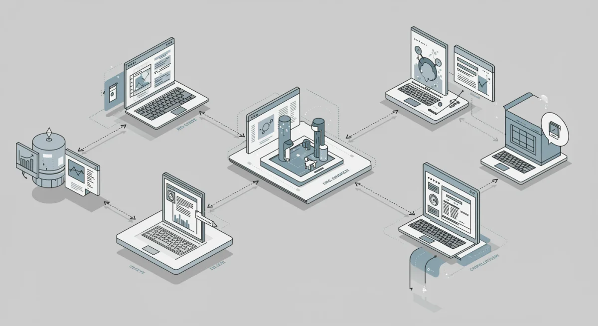 Streamlined no-code development workflow illustrating efficiency